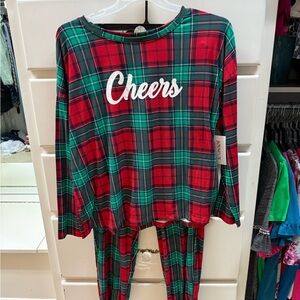 NWT ladies Christmas plaid pajamas cheers Joyspun Large